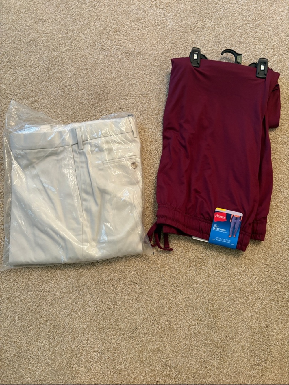 Bundle of two. Lands End khaki pants sir 42X34 and XL Maroon knit sleep pants